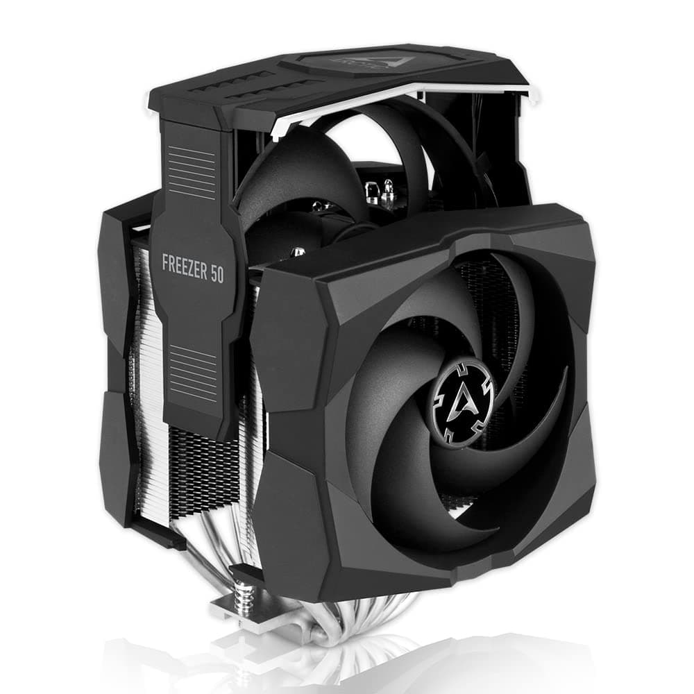 ARCTIC Freezer 50 (inkl. A-RGB Controller) - Multi-kompatibler Dual-Tower-CPU-Kühler mit A-RGB, CPU-Kühler für AMD & Intel, 2 druckoptimierte Lüfter, 6 Heatpipes, inkl. MX-4, LGA1700 kompatibel Bild 3