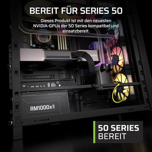 CORSAIR RM1000x Shift (2025) Vollmodulares ATX-Netzteil – Modulare Seitenschnittstelle, 12-V-2x6-Kabel, ATX 3.1 und PCIe 5.1, Lüftergeschwindigkeit, 105°C-Kondensatoren, Cybenetics Gold – Schwarz 1000w Bild 4