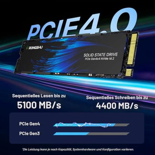 1TB NVMe SSD M.2 PCIe4.0 Gen 4×4, M.2 2280 Interne Gaming SSD, Seq. Bis zu 5100 MB/s, SLC Cache 3D NAND TLC Internal Solid State Drive mit PS5, Laptop, PC Desktops (RP5000) Bild 4