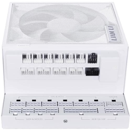Lian Li Edge Gold 1000 PC Netzteil Weiß, 1000 Watt ATX Netzteil, PCIe 5.1, ATX 3.1 PSU | 80 Plus Gold, modular, Sleeved Cable Kit, 12VHPWR für NVIDIA RTX, leiser Lüfter, USB Hub & Fan Hub 1000W Weiß Bild 7
