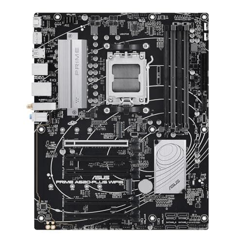 Prime A620-PLUS WIFI6 AMD A620 AM5 ATX Motherboard, DDR5, PCIe 4.0, Dual M.2 Slots, WiFi 6, DisplayPort/HDMI™, Rear & Front USB 5Gbps Type-C®, SATA 6 Gbps, Two-Way AI Noise Cancelation, Aura Sync