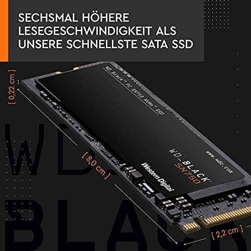 WD_BLACK SN750 NVMe SSD interne SSD 1 TB (Gaming SSD, 3.470 MB/s Lesegeschwindigkeit, schlankes Design, NVMe SSD-Performance, WD_BLACK SSD Dashboard) schwarz Bild 5