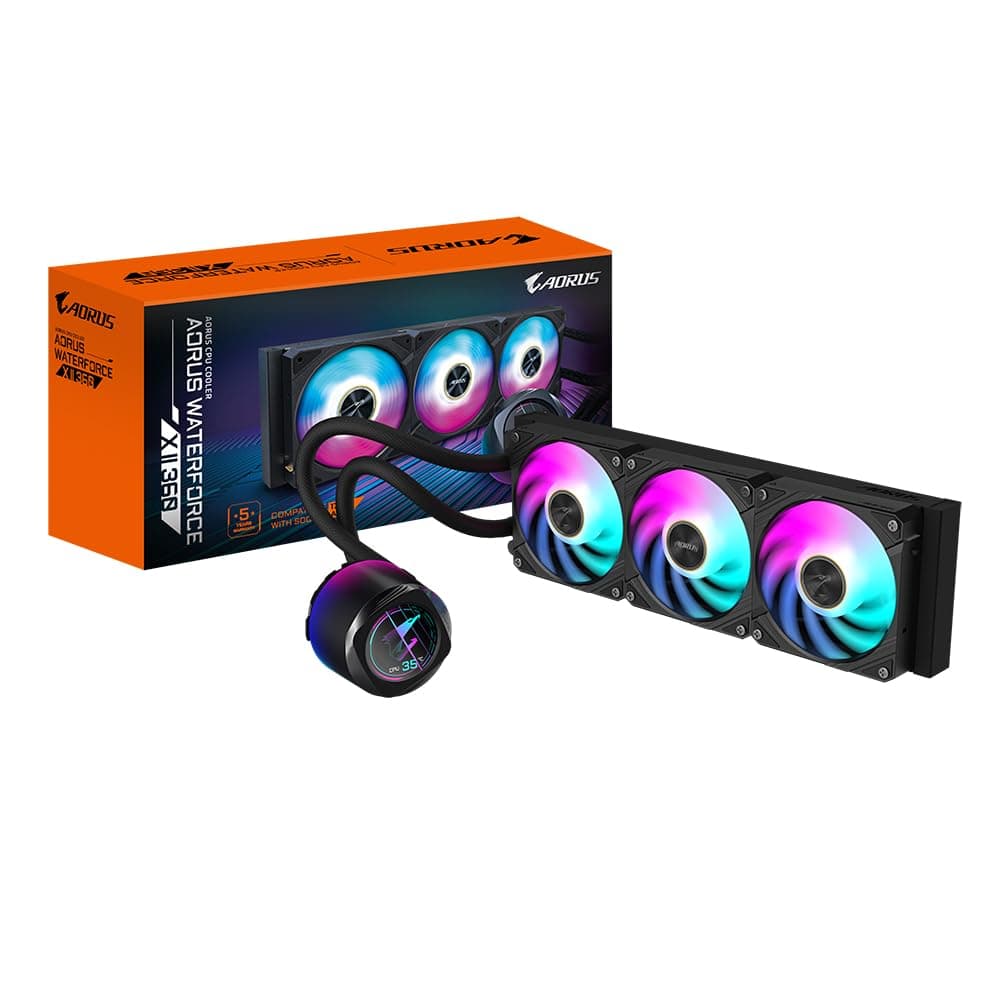 GIGABYTE AORUS WATERFORCE X II 360 AIO Flüssigkeits-CPU-Kühler - 3x120mm ARGB-Lüfter, Vollfarb-LCD, Daisy-Chain, kompatibel mit Intel LGA 1851 und AMD AM5 Bild 2