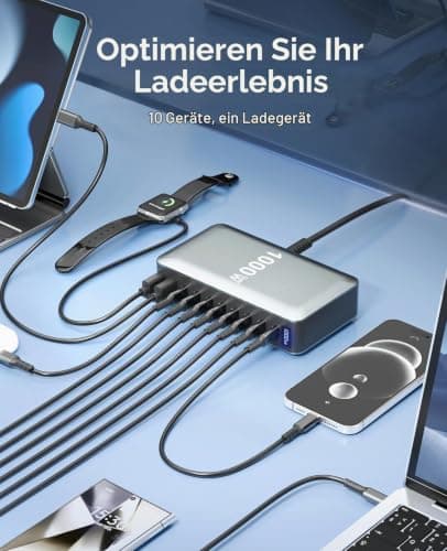 1000W USB C Ladegerät GaN4 10-Ports Desktop Ladestation PD Charger 140W Schnellladegerät mehrfach unterstützt PPS kompatibel mit MacBook Pro/Air, iPhone Serien, Galaxy Serien usw Bild 6