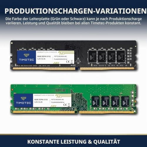Timetec 16GB KIT (2x8GB) DDR4 2133MHz (PC4-2133P) PC4-17000 UDIMM Desktop-RAM – Non-ECC Unbuffered, 288-Pin, 1.2V, CL15 DIMM-Speichermodul Single Rank 16GB Kit (2x8GB) Bild 4