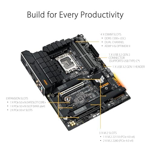 ASUS TUF GAMING B760-PLUS WIFI Motherboard ATX LGA1700-Sockel B760 Chipsatz USB 3.2 Gen 1 2 USB-C Gen2 2x2 2.5 Gigabit LAN Wi-Fi 6 Bluetooth Onboard-Grafik CPU erforderlich HD Audio 8-Kanal Bild 6
