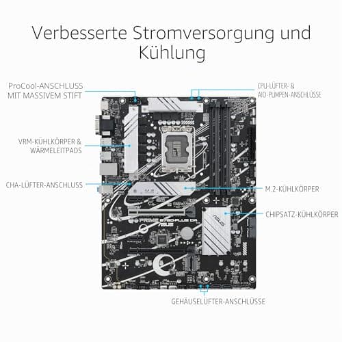 ASUS Prime B760-PLUS D4 Gaming Mainboard Sockel Intel LGA 1700 (Intel B760, ATX, DDR4 Speicher, PCIe 5.0, 3X PCIe 4.0 M.2, Thunderbolt 4, Aura Sync) Bild 3