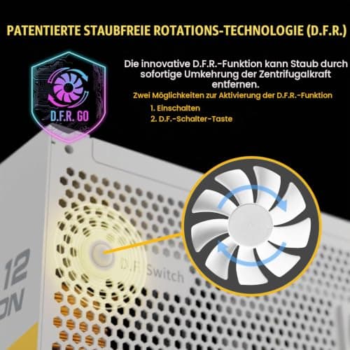 ENERMAX Revolution D.F. 12 ATX3.1 PCI-e 5.1 Ultrakompakt 850W Netzteil 80Plus Gold Snow White (Vollmodular, 50% Semi-Fanless, 12V-2x6); ETV850G-W, weiß Bild 6