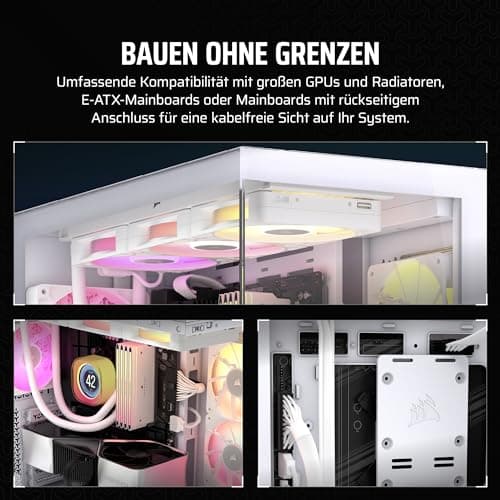CORSAIR 3500X Mid-Tower ATX PC-Gehäuse - Gehärtetes Panorama-Glas - Umgekehrte Verbindung Motherboard-Kompatibel - Keine Lüfter Enthalten - Weiß Niet-RGB Weiß Bild 7