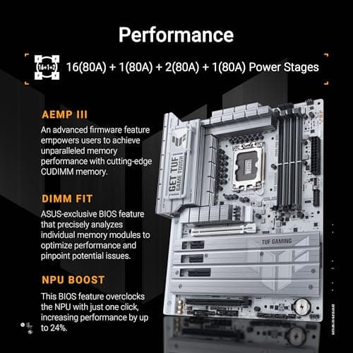 ASUS TUF Gaming Z890-PRO WiFi Mainboard Sockel Intel LGA 1851 (ATX, PCIe 5.0, DDR5, DisplayPort, HDMI, 2X Thunderbolt 4, 4X M.2, WiFi 7, Q-Release, Aura Sync) Bild 6