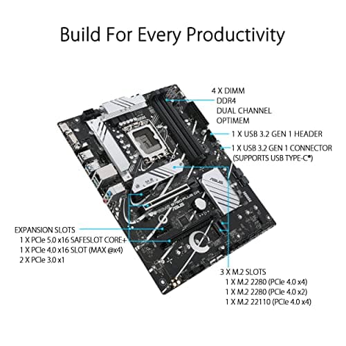 ASUS Prime B760-PLUS D4 Gaming Mainboard Sockel Intel LGA 1700 (Intel B760, ATX, DDR4 Speicher, PCIe 5.0, 3X PCIe 4.0 M.2, Thunderbolt 4, Aura Sync) Bild 5