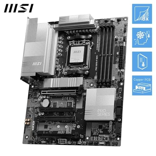 MSI PRO X870-P WiFi Mainboard, ATX - Unterstützt AMD Ryzen 9000/8000/7000 Prozessoren, AM5-60A SPS VR M, DDR5 Memory Boost (8200+ MT/s OC), PCIe 5.0 x16 & 4.0 x16, M.2 Gen5, Wi-Fi 7, 5G LAN Bild 8