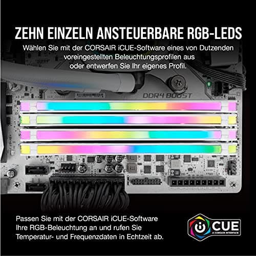 CORSAIR VENGEANCE RGB PRO 32GB (2x16GB) DDR4 Bis zu 3200MHz (PC4-25600) CL16 Desktop-Speicher – Weiß Weiß 2 x 16 GB DRAM Bild 5