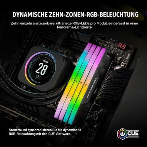 Corsair Vengeance RGB DDR5 RAM 64GB (4x16GB) 6600MHz CL32 Intel XMP iCUE Kompatibel Computer Speicher - Schwarz (CMH64GX5M4B6600C32) Bild 8