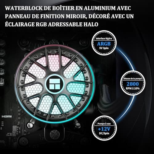 Thermalright AQUA ELITE 240 V6 ARGB Black CPU Flüssigkeitskühler, 240 Kühlreihengröße, 2x120mm Wasserradiator, AMD: AM4/AM5, Intel LGA115X/1200/1700/1851, AIO CPU Kühler Bild 8