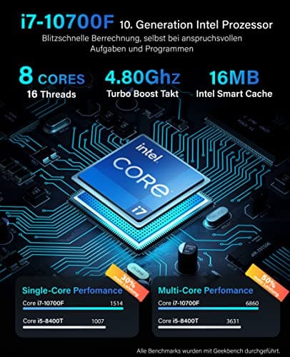 Greed® Multimedia V2 PC mit Intel Core i7 10700F - Schneller Rechner + Computer für Büro & Home Office mit 4,8 GHZ, 16GB RAM/Arbeitsspeicher - 512GB SSD - DVD+RW - USB3.1 - WLAN, inkl. Windows 11 Pro Multi | V2 INTEL Bild 4