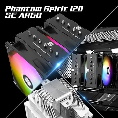 Thermalright Phantom Spirit 120SE ARGB CPU-Luftkühler, 7 Heatpipes CPU-Kühler, Dual 120mm TL-C12B-S V2 PWM-Lüfter, AGHP 4.0 Technologie, für AMD AM4/AM5/Intel lga1851/1700/1150/1151/1200, PC-Kühler PS120 SE ARGB Bild 3