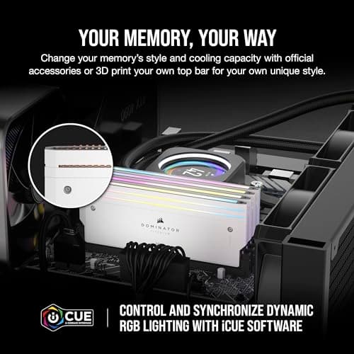 CORSAIR Dominator Titanium RGB DDR5 RAM 64GB (4x16GB) Bis zu 6400MHz CL32 Intel XMP 3.0 Desktop-Arbeitsspeicher – Weiß (CMP64GX5M4B6400C32W) Bild 8