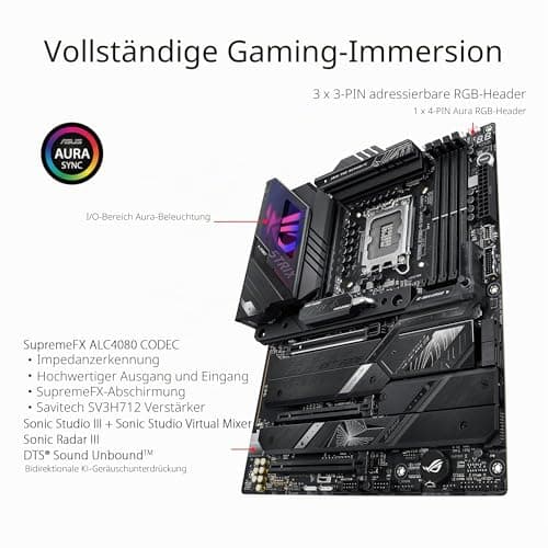ASUS ROG Strix Z790-E Gaming WiFi Mainboard Sockel Intel LGA1700 (ATX, DDR5 Speicher, 5X M.2, PCIe 5.0, WiFi 6E, AI Overclocking, Aura Sync) Bild 8