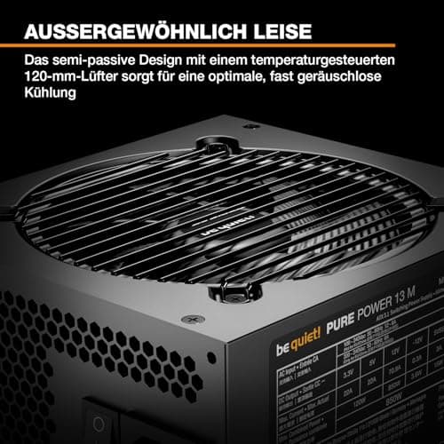 be quiet! Pure Power 13 M 850W Netzteil, 80 Plus® Gold Effizienz, ATX 3.1-Netzteil, für PCIe 5.1 GPUs, 120mm be quiet! Lüfter, semi-passiver Betrieb möglich, LLC-Technologie, Single-Rail Bild 4
