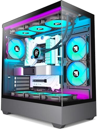 FOIFKIN F1 PC Gehäuse ATX- Pre-Install 6 PWM ARGB Lüfter, Mid-Tower Computer Gehäuse, Gaming PC- Gehäuse,270° Panorama Tempered Glass,mit Type-C, ATX Gehäuse (Schwarz, F1) Schwarz F01 Bild 2