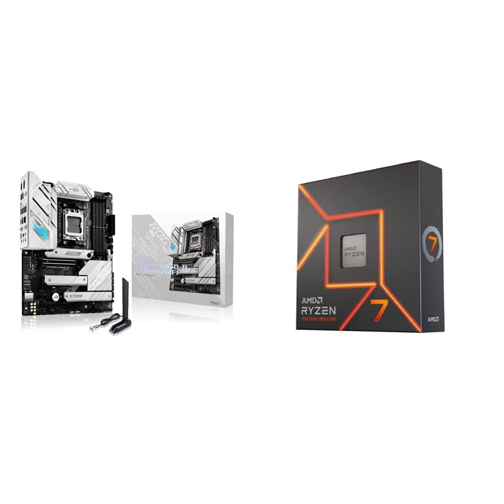 ASUS ROG Strix B650E-A Gaming WiFi Mainboard Sockel AMD AM5 (12+2 Power Stages, USB 3.2 Gen 2x2 Typ-C, PCIe 5.0, Q-Release, WiFi 6E, Aura Sync) + 5 7600X Processor 4.7 GHz 32 MB L3 Box ROG STRIX B650E + 5 7600X Processor