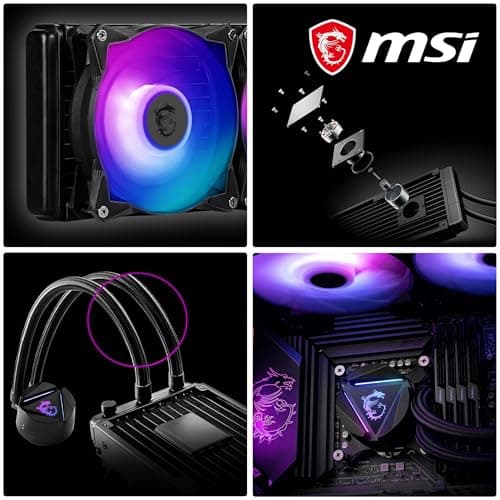 MSI MAG CORELIQUID 240R V2 AIO CPU Wasserkühlung, drehbarer ARGB-Blockkopf, integrierte Kühlerpumpe, Split-Flow-Wasserkühlung, verdampfungssichere Schläuche, einfache Montage, AMD & Intel kompatibel Bild 8