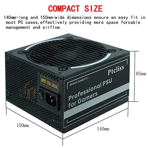 550 W GD550S ATX Gaming PC Power Supply 80+ Bronze PSU Nicht-modulares Netzteil flache schwarze Kabel Bild 8