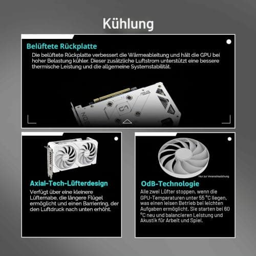 ASUS Dual Radeon RX 9060 XT 16GB GDDR6 White Edition (PCIe 5.0, 16GB GDDR6, HDMI 2.1b, DisplayPort 2.1a, 2.5-Slot Design, Axial-tech Lüfterdesign, 0dB Technologie und mehr) Bild 6