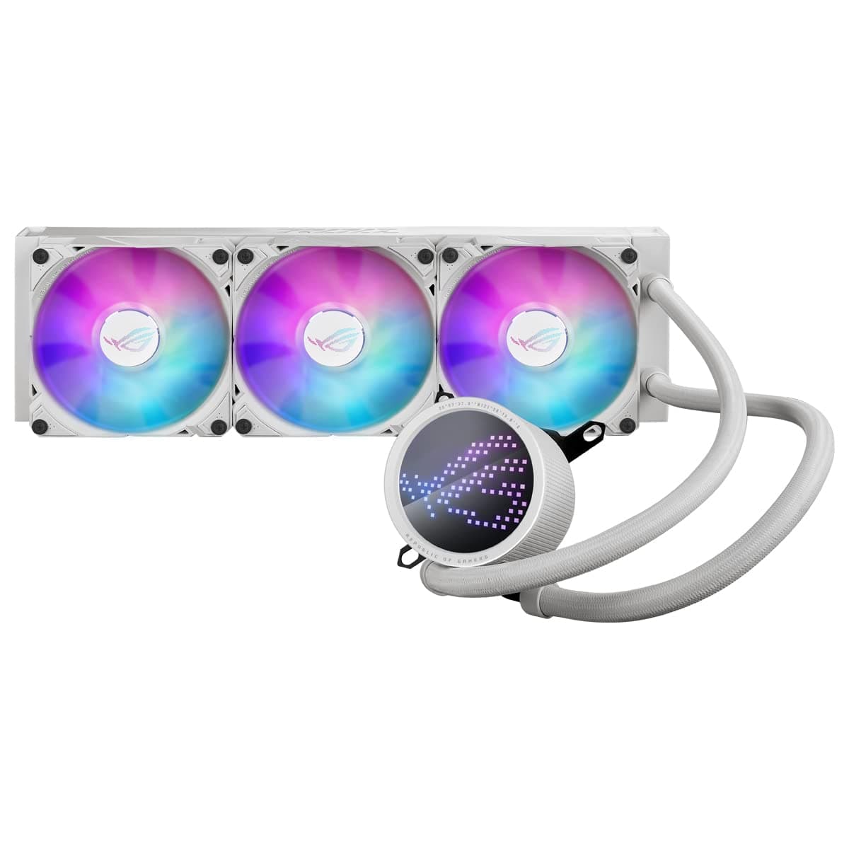 ASUS ROG Ryuo III 360 ARGB White Edition All-in-One-Flüssig-CPU-Kühler (3x adressierbare 120 mm Radiatorlüfter, Anime Matrix-LED-Anzeige, Intel LGA 1700, 115x, 1200 & AM4, AM5-Sockel, weiß) Bild 2