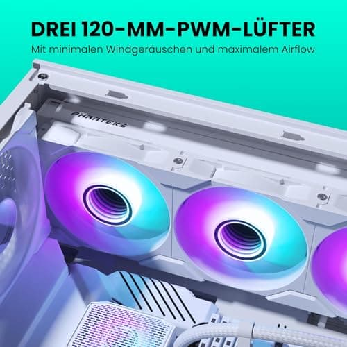PHANTEKS Glacier One 360M25 Gen2 AiO Wasserkühlung Weiß – 360mm Radiator, 3x M25 Gen2 D-RGB Lüfter, leise Pumpe mit 20 dB(A), VRM Lüfter, PWM, optimierter Airflow, langlebige Schläuche, RGB-Steuerung Bild 6