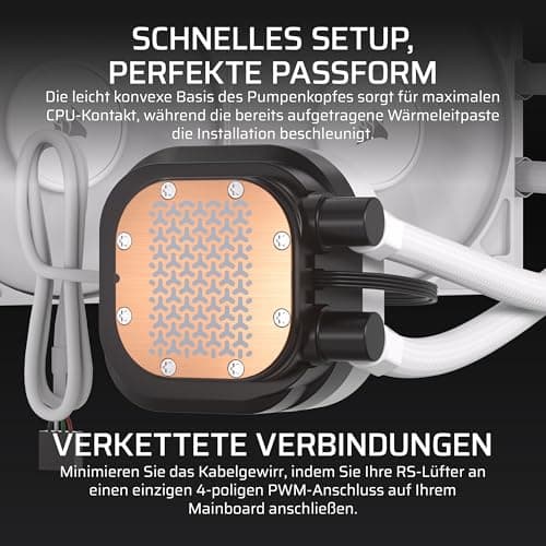 CORSAIR NAUTILUS 360 RS LCD Flüssig-CPU-Kühler – 360mm AIO – Weiß | 2,1-Zoll-IPS LCD-Bildschirm, Einfache Daisy-Chain-Verbindungen, Intel LGA 1851/1700, AMD AM5/AM4, Enthält 3x RS120-Lüfter 360mm AIO Weiß Bild 7