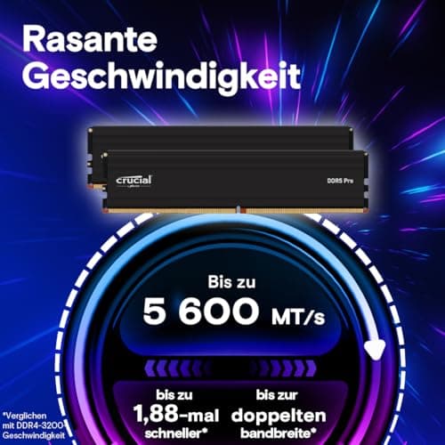 Crucial Pro DDR5 RAM 32GB Kit (2x16GB) 5600MHz, Intel XMP 3.0 / AMD Expo, PC Computer Arbeitsspeicher - CP2K16G56C46U5 Bild 3