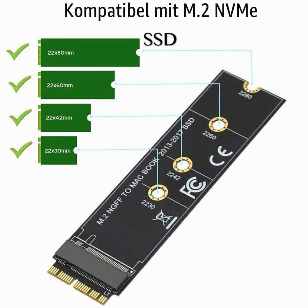 M.2 NVME SSD-Konvertierungsadapterkarte das Upgrade des für MacBook Air (2013-2017) Bild 7