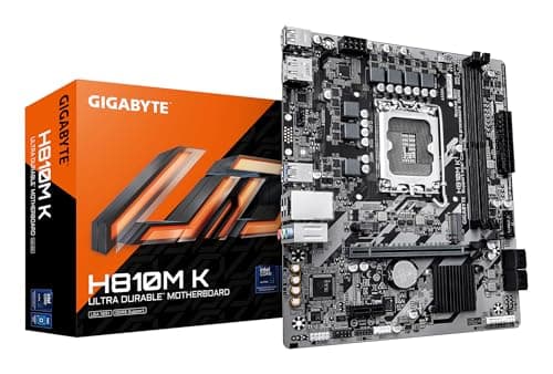 GIGABYTE H810M K Mainboard – Intel Core Ultra (Serie 2) Prozessoren, 3+1+2 Phasen VRM, bis zu 6400 MHz DDR5, 1 x M.2 PCIe 4.0, 1 GbE LAN, USB 3.2 Gen 1