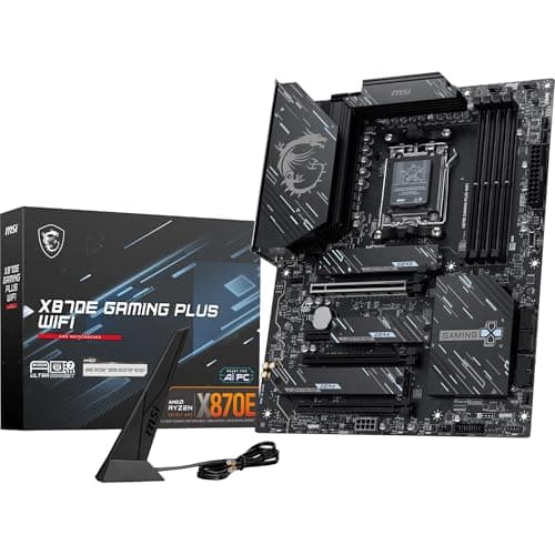MSI X870E Gaming Plus WiFi Mainboard, ATX - Unterstützt AMD Ryzen 9000/8000 / 7000 Prozessoren, AM5-60A SPS VRM, DDR5 Memory Boost 8200+ MT/s (OC), PCIe 5.0 x16 & 4.0 x4, M.2 Gen5, Wi-Fi 7, 5G LAN