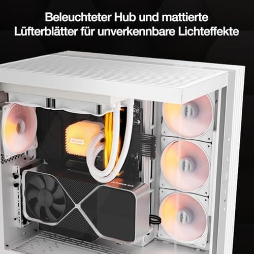 be quiet! Light Wings LX 120mm PWM Reverse White Lüfter, 7 optimierte und invertierte Lüfterblätter, außergewöhnlicher Luftdruck, ideal in der Seite oder am Boden des Gehäuses, beleuchteter Hub Bild 8