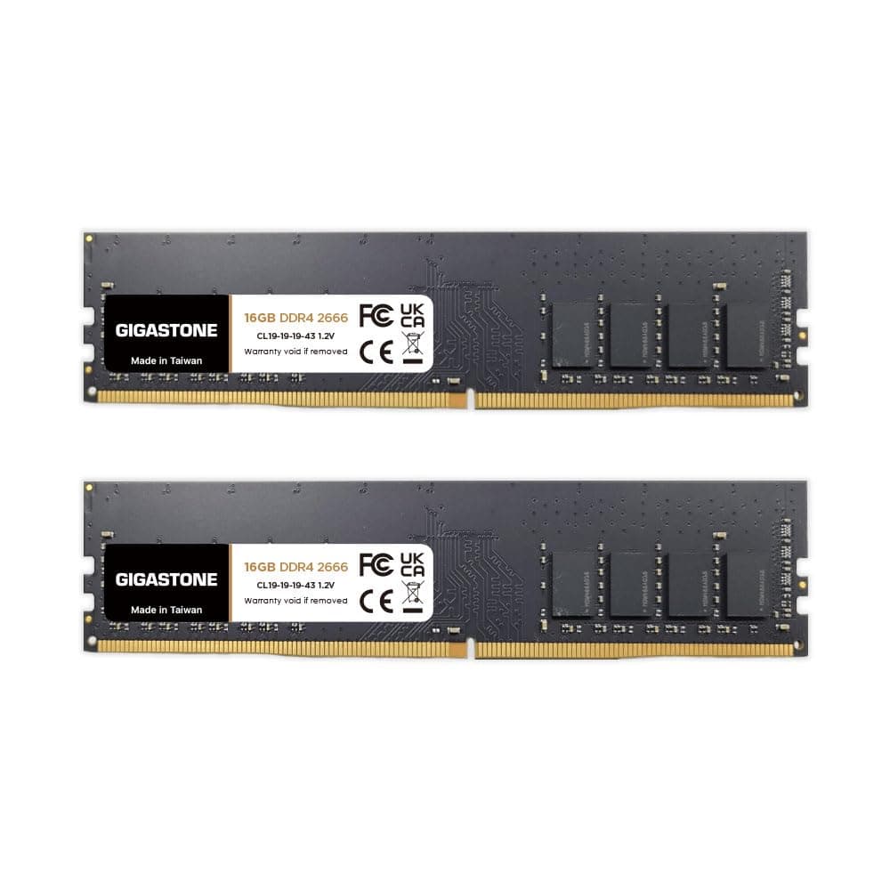 [DDR4 RAM] Gigastone Desktop RAM 32GB (2x16GB) DDR4 Ram 32GB DDR4-2666MHz PC4-21300 CL19 1.2V UDIMM 288 Pin/Polig Ungepuffert Nicht-ECC Computer Speicher RAM (Nur PC-Desktop) 32GB (2x16GB) 2 Pack DDR4 2666MHz für Desktop