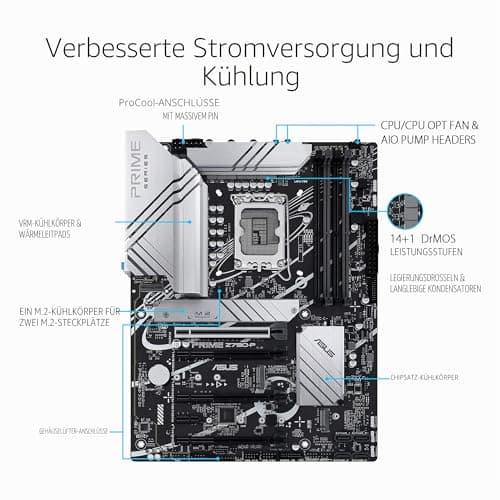 ASUS Prime Z790-P Gaming Mainboard Sockel Intel LGA1700 (ATX, PCIe 5.0, DDR5 Speicher, 3X M.2, HDMI, DisplayPort, Aura Sync) Bild 4