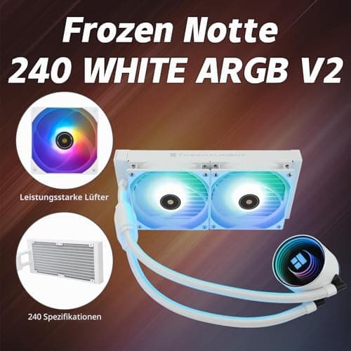 TR Frozen Notte 240 BLANC ARGB V2 CPU Kühler, Wasser-CPU-Kühler, Dual PWM Lüfter, S-FDB Lager, Geeignet für AMD/AM4 AM5, Intel LGA 1700/1851/1151/1200/2011 Bild 4