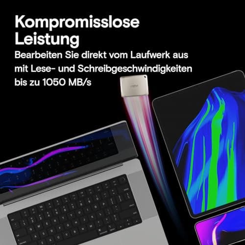 Crucial X9 Pro für Mac 4TB Externe SSD Festplatte, bis zu 1050MB/s Lesen/Schreiben, Mac Ready, Wasser- und Staubgeschützt (IP55), USB-C 3.2 Portable Solid State Drive - CT4000X9PROMACSSD9B02 4TB X9 Pro für Mac Bild 4