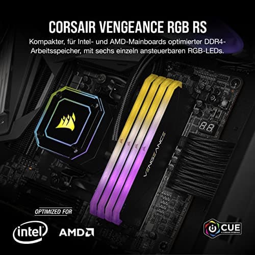 Corsair Vengeance RGB RS 16GB (1x16GB) DDR4 Bis zu 3200MHz C16 Arbeitsspeicher (Dynamische RGB-Beleuchtung, Kompatibilität mit Intel & AMD 300/400/500 Series) Schwarz, CMG16GX4M1E3200C16 1 x 16GB Bild 4
