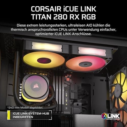 CORSAIR iCUE LINK TITAN 280 RX RGB Flüssig-CPU-Kühler – Schwarz Schwarz 280mm AIO Bild 4