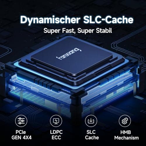 fanxiang Nvme SSD M.2 2280 4TB Interne Festplatte mit Kühlkörper PCIe 4.0, 5000MB/s Lesen, 4500MB/s Schreiben, für Gaming, Videoschnitt, Kompatibel mit Desktop, Spielekonsole (S660) Bild 6