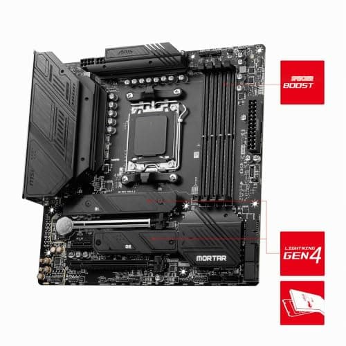 MSI MAG B650M Mortar WiFi Mainboard, Micro-ATX - Unterstützt Ryzen 9000, 8000 & 7000 Serie Prozessoren, AM5-12 Duet Rail 80A VRM, DDR5 6400+MHz/OC, 2 X PCIe 4.0 X16, 2 X M.2 Gen4, Wi-Fi 6E Bild 6
