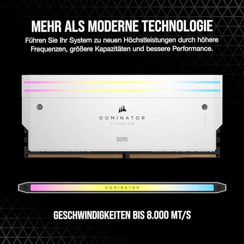CORSAIR Dominator Titanium RGB DDR5 RAM 64GB (2x32GB) Bis zu 6400MHz CL32 Intel XMP 3.0 Desktop-Arbeitsspeicher – Weiß (CMP64GX5M2B6400C32W) 64GB (2x32GB) Weiß Bild 6