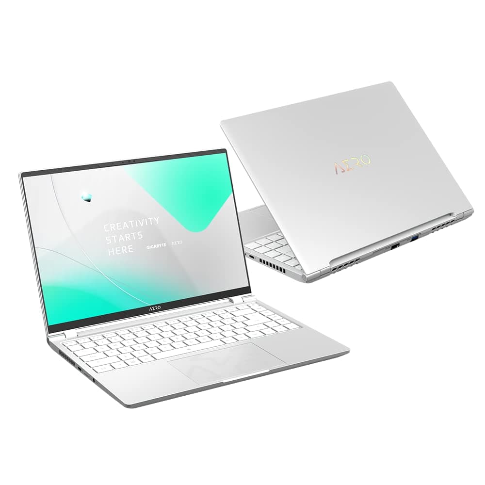Gigabyte AERO 14 OLED (BMF-72DEBB4SO) Creator Laptop | 14" 16:10 QHD+ OLED Display | Intel Core i7-13700H | 16GB RAM | 1TB SSD | GeForce RTX 4050 | Windows 11 | Microsoft 365 (1 Jahr) | Silber Bild 2