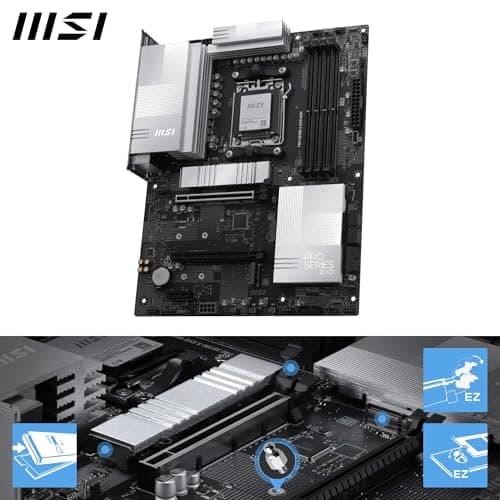 MSI PRO X870E-S EVO WiFi Mainboard, ATX – Unterstützt AMD Ryzen 9000/8000/7000-Prozessoren, AM5 – 60A SPS VRM, DDR5-Memory Boost (bis zu 8200+ MT/s OC), PCIe 5.0 x16, M.2 Gen5, Wi-Fi 7, 5G-LAN Bild 6