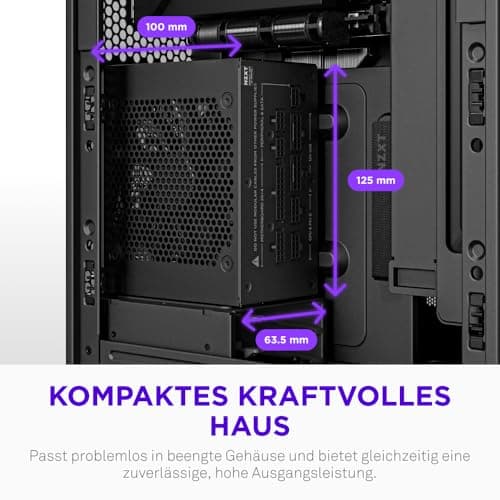 NZXT C850 SFX Gold – 850-W-SFX-ATX-3.1-Netzteil – 80 Plus Gold – Cybenetics Platinum – Vollmodular – PCIe 5.1 600 W 12 V – 2x6 – Japanische Kondensatoren – Schwarz Bild 6