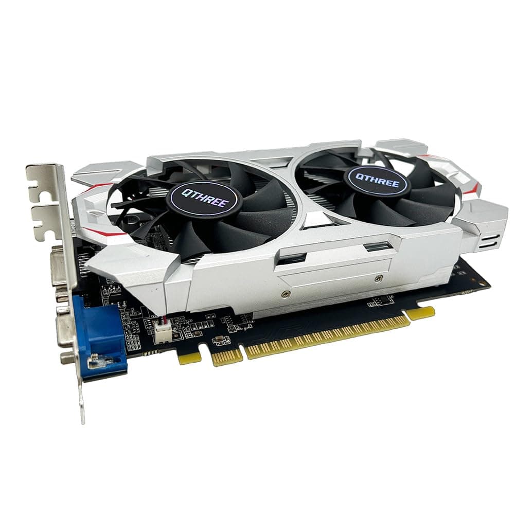 QTHREE GTX 750 Ti 4GB 128-bit Grafikkarte, Dual Fans, HDMI, VGA, DVI, Low Profile Grafikkarten PC, Computer GPU, Low Power, PCI Express x16, DirectX 12